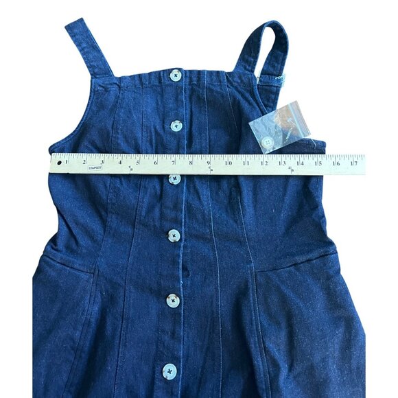 Free People Gimme More Denim Button-Front Mini Dress Adjustable Straps Medium - Picture 4 of 15
